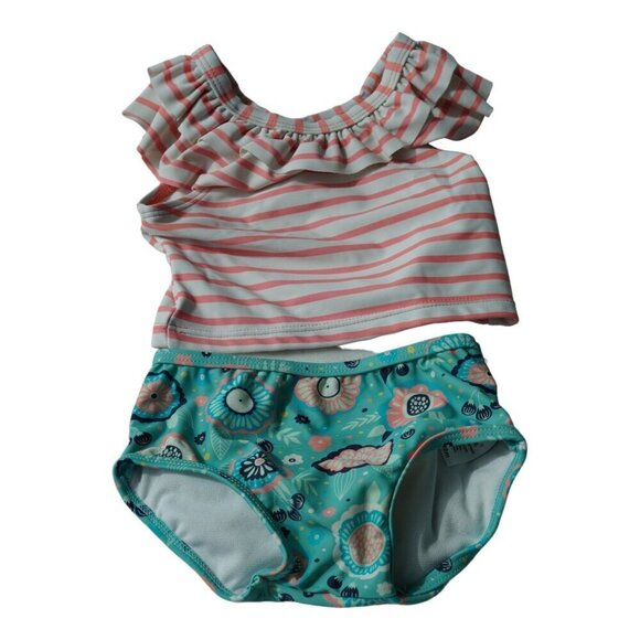 EUC Ruffle Butts Rugged Butt 2 Piece‎ Bathing Suit Size 12-18 Months - Picture 1 of 4